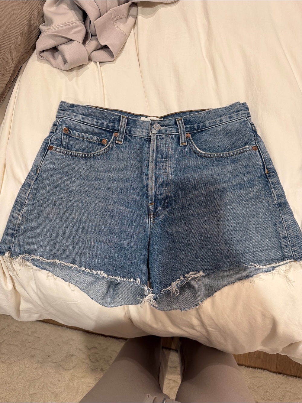 Agolde Parker High-Rise Light Blue Denim Shorts